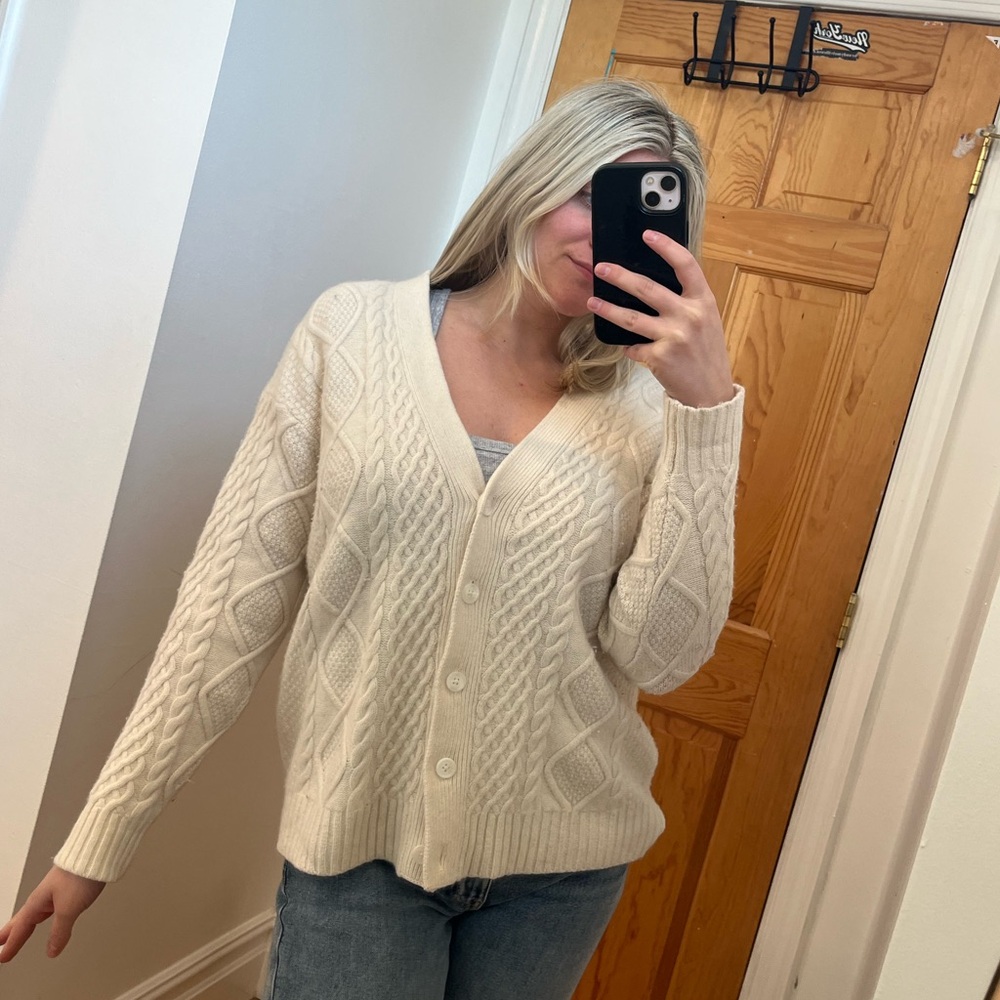 Sunday Best Ivory Cable Knit Cardigan